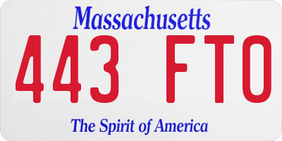 MA license plate 443FT0