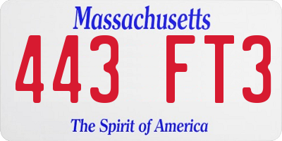 MA license plate 443FT3