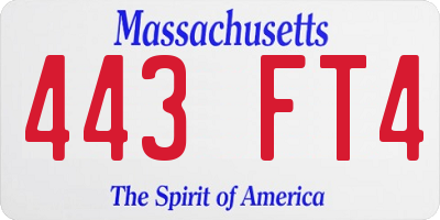 MA license plate 443FT4
