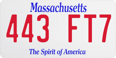 MA license plate 443FT7