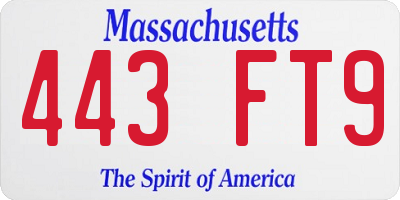 MA license plate 443FT9