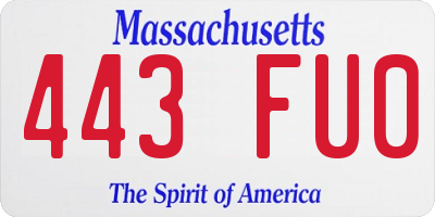 MA license plate 443FU0