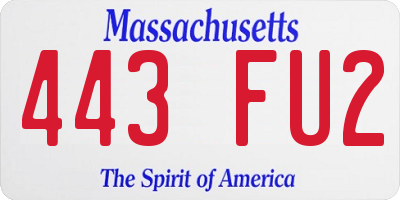 MA license plate 443FU2