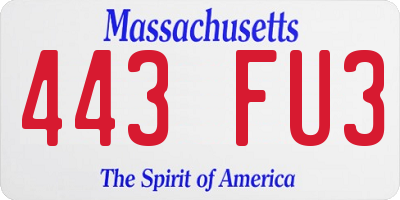 MA license plate 443FU3