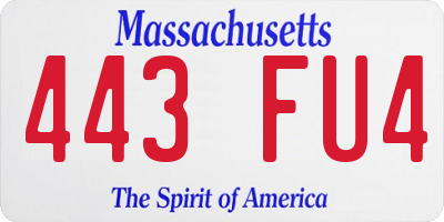 MA license plate 443FU4