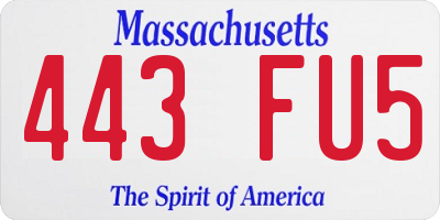 MA license plate 443FU5