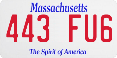 MA license plate 443FU6