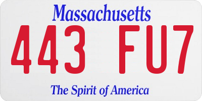 MA license plate 443FU7