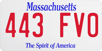 MA license plate 443FV0
