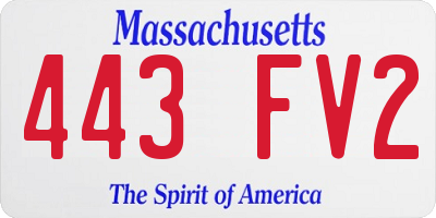 MA license plate 443FV2