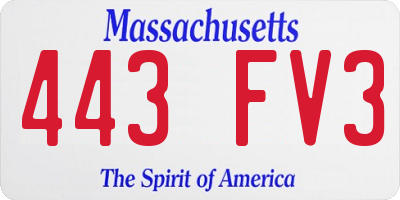 MA license plate 443FV3