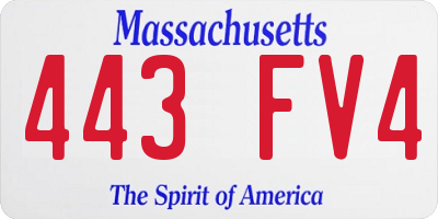 MA license plate 443FV4