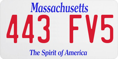 MA license plate 443FV5