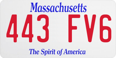 MA license plate 443FV6