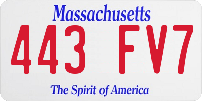 MA license plate 443FV7