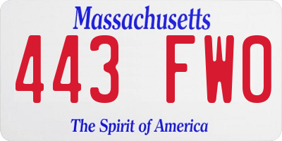 MA license plate 443FW0
