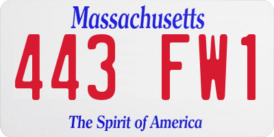 MA license plate 443FW1
