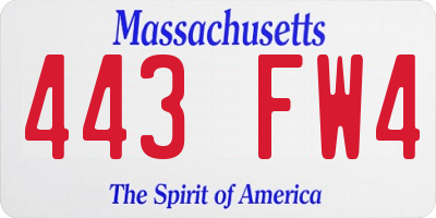 MA license plate 443FW4