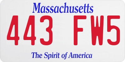 MA license plate 443FW5