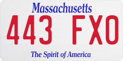 MA license plate 443FX0
