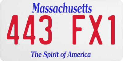 MA license plate 443FX1