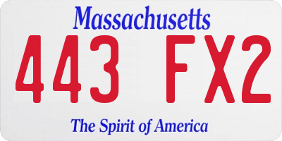 MA license plate 443FX2