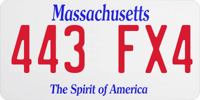 MA license plate 443FX4