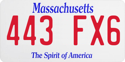 MA license plate 443FX6