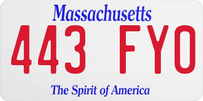 MA license plate 443FY0