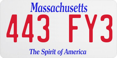 MA license plate 443FY3