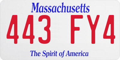 MA license plate 443FY4