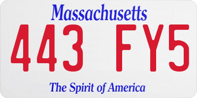 MA license plate 443FY5