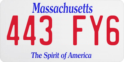 MA license plate 443FY6