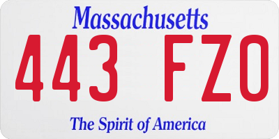 MA license plate 443FZ0