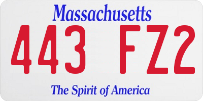 MA license plate 443FZ2