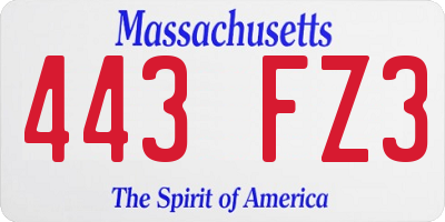 MA license plate 443FZ3