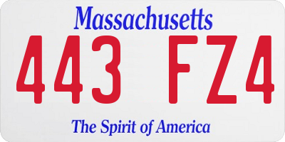 MA license plate 443FZ4
