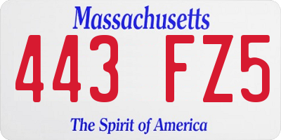 MA license plate 443FZ5