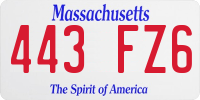 MA license plate 443FZ6