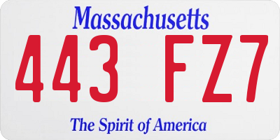 MA license plate 443FZ7