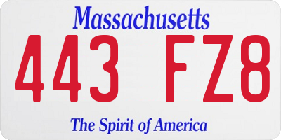 MA license plate 443FZ8