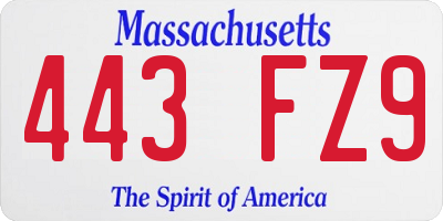 MA license plate 443FZ9