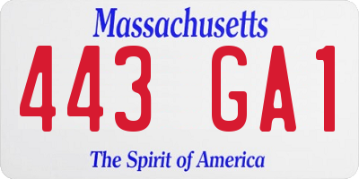 MA license plate 443GA1