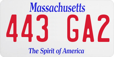 MA license plate 443GA2