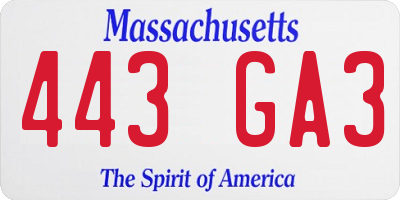 MA license plate 443GA3