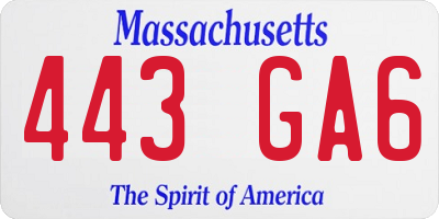 MA license plate 443GA6