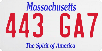 MA license plate 443GA7