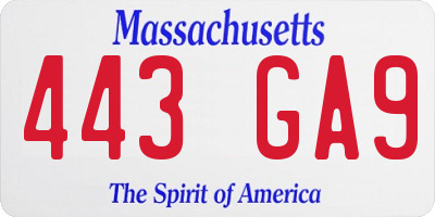 MA license plate 443GA9