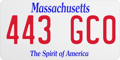 MA license plate 443GC0
