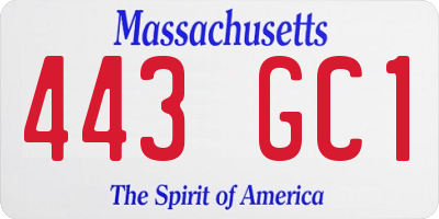 MA license plate 443GC1